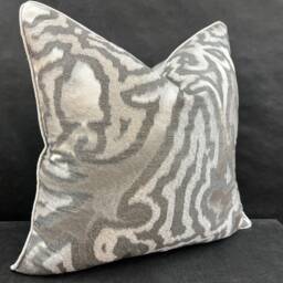 Sahco Mida Designer Silver Grey Woven Silk Contemporary Sofa Cushion Pillow Cover - thumbnail 3