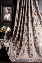 Luxury Geometric Striped Curtain Panel Gray, Gold, & Blue Custom Drape - thumbnail 1