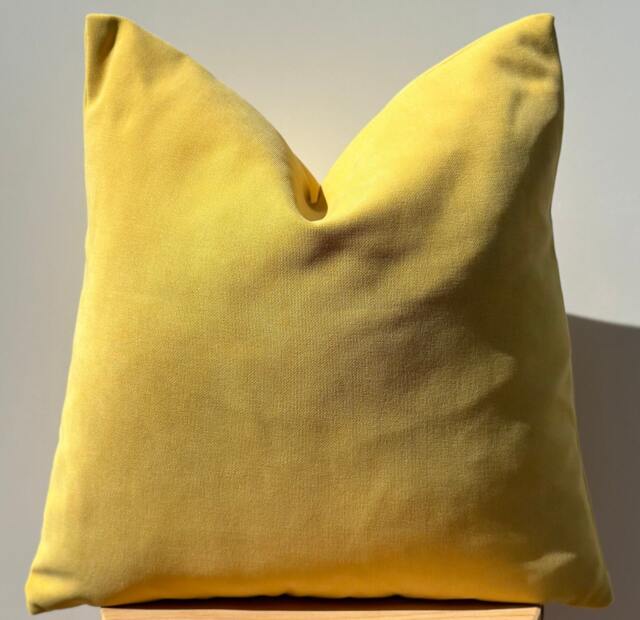 Yellow Chenille Pillow Cover, Modern Sofa Throw, Mustard Decor - 18x18 20x20 - image 1