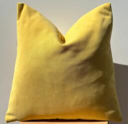 Yellow Chenille Pillow Cover, Modern Sofa Throw, Mustard Decor - 18x18 20x20 - thumbnail 1