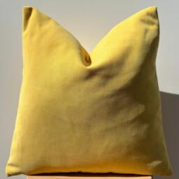 Yellow Chenille Pillow Cover, Modern Sofa Throw, Mustard Decor - 18x18 20x20 - thumbnail 4