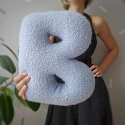 Boucle Alphabet Pillow, Custom Letter, Personalized Kids Initial Letter Cushion, Nursery Monogram Decorative, Baby Shower Gift - thumbnail 3