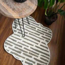 Handmade White Stripe Rug Modern Geometric Cotton Blend - 75x80 cm - thumbnail 2