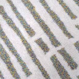 Handmade White Stripe Rug Modern Geometric Cotton Blend - 75x80 cm - thumbnail 3