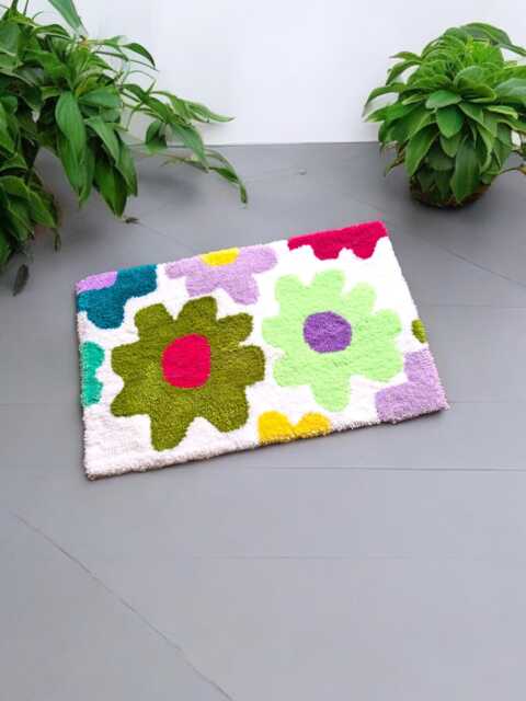 Soft Carpet. Bed Rug For Children's Room. Playroom Decoration. Flower Pattern. Pastel Colors Rug. Mother's Day Gift. Small - image 1