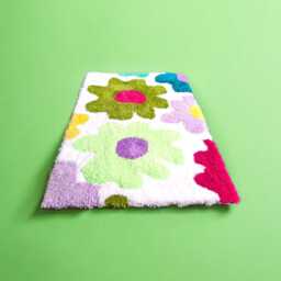 Soft Carpet. Bed Rug For Children's Room. Playroom Decoration. Flower Pattern. Pastel Colors Rug. Mother's Day Gift. Small - thumbnail 3