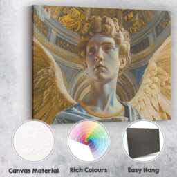 Golden Winged Angel Portrait Sacred Renaissance Inspired Artwork Canvas Wall Art Print Decor Picture Ready To Hang - thumbnail 2