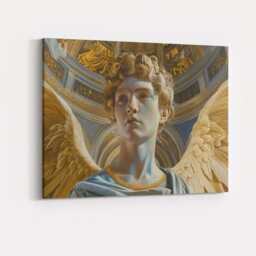 Golden Winged Angel Portrait Sacred Renaissance Inspired Artwork Canvas Wall Art Print Decor Picture Ready To Hang - thumbnail 4