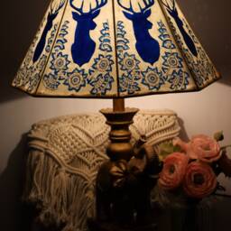 Blue Deer With Floral Designs/ Table Lampshade/ Christmas Gift/Floor Lampshade - thumbnail 2