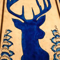 Blue Deer With Floral Designs/ Table Lampshade/ Christmas Gift/Floor Lampshade - thumbnail 3