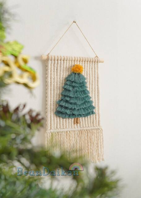 Macrame Christmas Tree, Boho Decor, Modern White Farmhouse Xmas Holiday Wall Hanging, Gift X07 - image 1