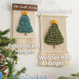 Macrame Christmas Tree, Boho Decor, Modern White Farmhouse Xmas Holiday Wall Hanging, Gift X07 - thumbnail 3