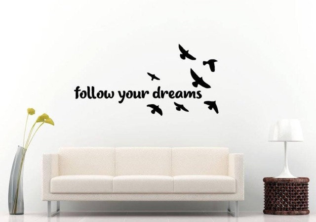 Follow Your Dreams Birds Flying Motivational Saying Words Room Wall Sticker Decal Vinyl Mural Decor Art L2416 - image 1