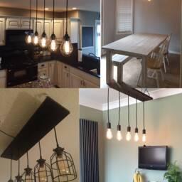 5 Hanging Pendant Lights Rustic Reclaimed Wood Chandelier Large Custom Sizes Long Kitchen Island - thumbnail 2