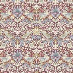 William Morris, Strawberry Thief, Clarke & Clarke, Plum, Arts Crafts, Burgundy Cotton Cushion Cover, Throw Pillow Home Decor - thumbnail 2