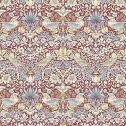 William Morris, Strawberry Thief, Clarke & Clarke, Plum, Arts Crafts, Burgundy Cotton Cushion Cover, Throw Pillow Home Decor - thumbnail 2