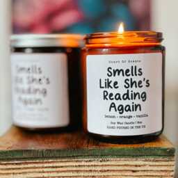 Smells Like She's Reading Again, Lemon, Orange & Vanilla Scented Candle, Bookish Candle
