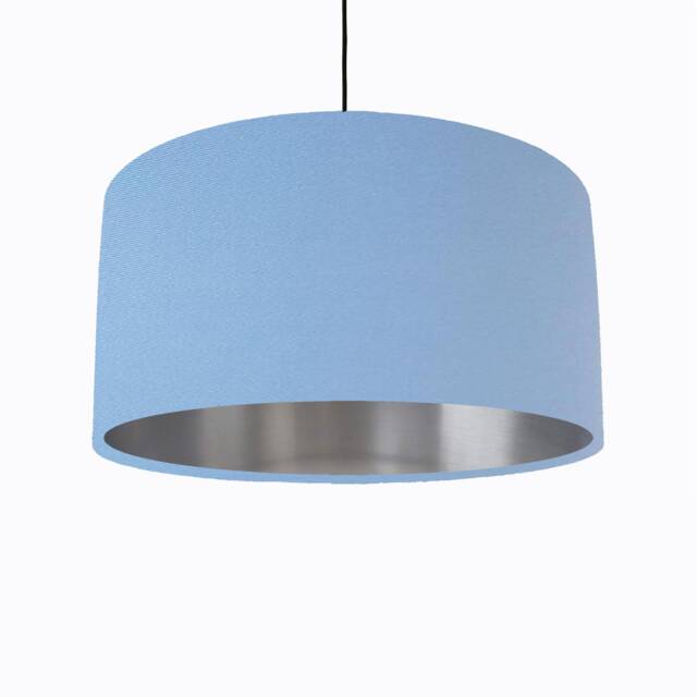 Light Blue Lampshade in Cotton With Silver Lining - image 1