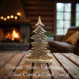 Set Of 3 Carved Mango Wood Christmas Trees, Rustic Holiday Decor Centerpiece - thumbnail 2