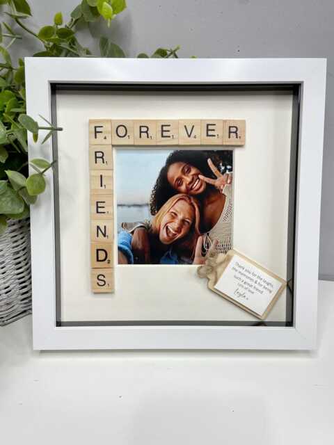 Personalised Forever Friends Scrabble Gift Frame - Friend's Birthday Gift For Bestie Bff Home Decor Photo - image 1