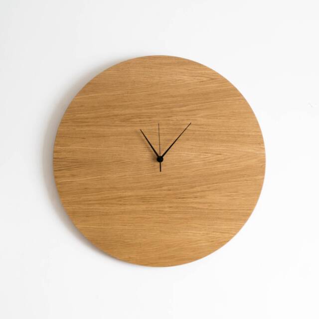 Large Wood Wall Clock Handmade Oak/Walnut Circle, Silent Sweep - image 1
