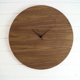 Large Wood Wall Clock Handmade Oak/Walnut Circle, Silent Sweep - thumbnail 2