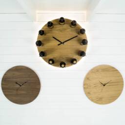 Large Wood Wall Clock Handmade Oak/Walnut Circle, Silent Sweep - thumbnail 4