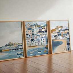 Set Of 3 St Ives Posters, Cornwall Travel Prints, Coastal Town Wall Art Sets, Beach Poster Seaside Home Decor Gift - thumbnail 2