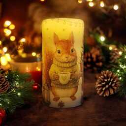 Whimsical Squirrel Led Christmas Candle Festive Holiday Decor - 7.5 X 15 cm - thumbnail 2