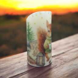 Whimsical Squirrel Led Christmas Candle Festive Holiday Decor - 7.5 X 15 cm - thumbnail 3