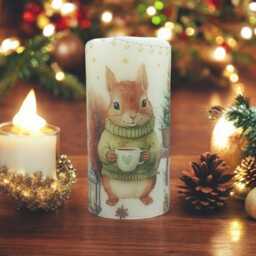 Whimsical Squirrel Led Christmas Candle Festive Holiday Decor - 7.5 X 15 cm - thumbnail 4