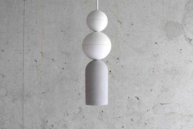 Handmade Concrete Pendant Light Modern Plaster Sphere Lamp - image 1