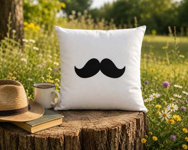 Mustache Pillow, Funny Accent Man Cave Decor, Bachelor Pad Gift For Him, Modern Home Decor - image 1