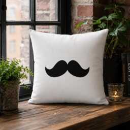 Mustache Pillow, Funny Accent Man Cave Decor, Bachelor Pad Gift For Him, Modern Home Decor - thumbnail 2