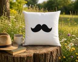 Mustache Pillow, Funny Accent Man Cave Decor, Bachelor Pad Gift For Him, Modern Home Decor