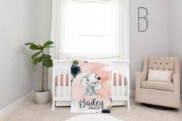Personalized Baby Name Blanket Floral Gift Custom Coming Home Elephant Hospital Shower New Mom - thumbnail 1