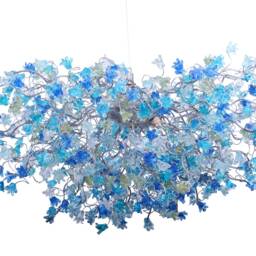 Blue Chandelier Lighting With Sea Color Flowers, Flowers Lights For Dining Room, Statement Lighting - thumbnail 3