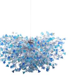Blue Chandelier Lighting With Sea Color Flowers, Flowers Lights For Dining Room, Statement Lighting - thumbnail 4