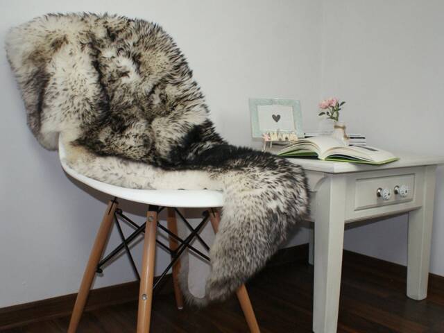 Original Black & White Rug Mouflon Genuine Natural Sheepskin Rugs Rug Throw Carpet Outdoor , Shag - image 1