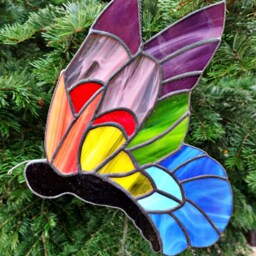 stained Glass Sun Catcher, Whimsical Butterfly. Handmade, Copper Foil - thumbnail 2
