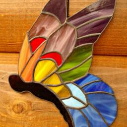 stained Glass Sun Catcher, Whimsical Butterfly. Handmade, Copper Foil - thumbnail 3