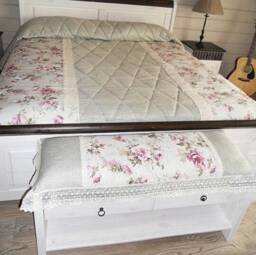 Shabby Chic Bedspread, Floral Bed Cover , Designer Linen Bedding