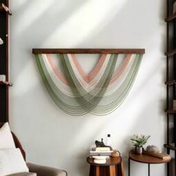 Macrame Wall Hanging, Boho Aesthetic, Room Decor, Hanging Art, New Home Gift, Modern Macrame, Bedroom Fiber Art V16 - thumbnail 2