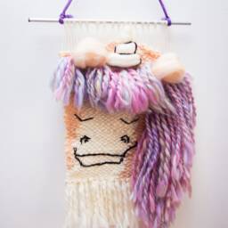 Unicorn, Horse Handwoven Merino Wool Nursery Tapestry Wall Art - thumbnail 2