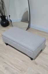 French Stripe Black & White Ottoman Storage Box Seat Coffee Table Pouffe - thumbnail 1