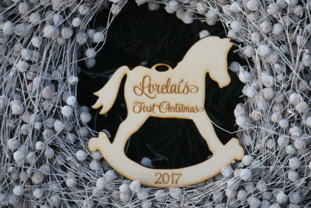 35 Personalized Laser Cut Horse Ornament/Custom Wood With Name/Rocking Ornament/xmas Tree Ornament/Baby's First Christmas - image 1