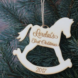 35 Personalized Laser Cut Horse Ornament/Custom Wood With Name/Rocking Ornament/xmas Tree Ornament/Baby's First Christmas - thumbnail 2