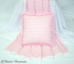 PDF Pattern Crochet Blanket Afghan Cotton Candy Pink & White Pillow