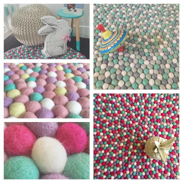 Nursery Rug - Custom Design Free Shipping Felt Ball Decor Play Mat Wool Pom - image 1