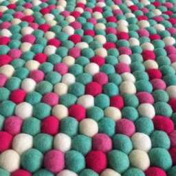 Nursery Rug - Custom Design Free Shipping Felt Ball Decor Play Mat Wool Pom - thumbnail 3